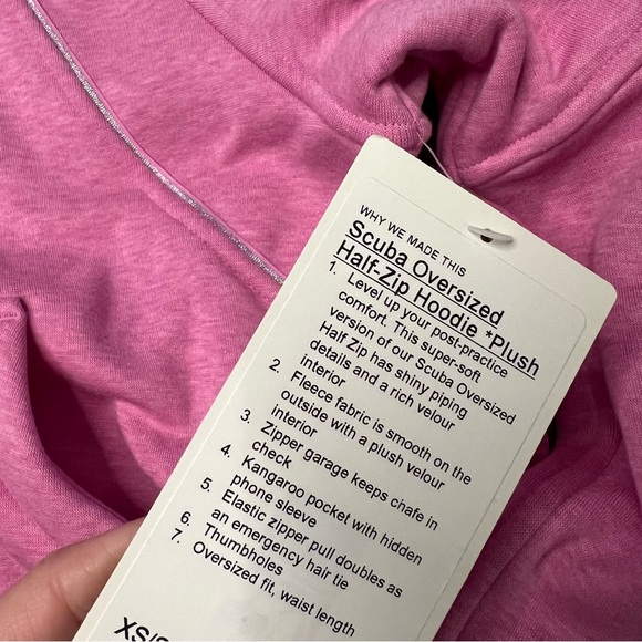 Lululemon Scuba Oversized Half-Zip Hoodie Plush Heathered Dahlia Mauve Size XS/S - Picture 8 of 9